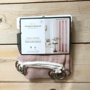 Threshold NWT NIB Pink Sheet Curtain with Silver Rings 84"
